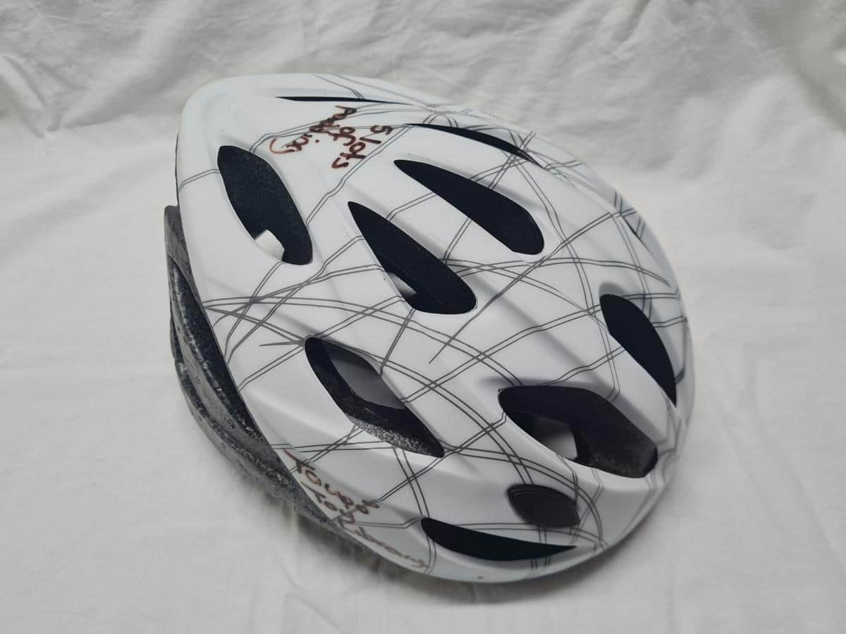 Helmet (white with grey lines) 